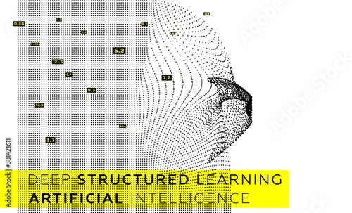 Quantum computing, deep learning artificial intelligence, signal cryptography infographic vector illustrations. Big data algorithms visualization for business, science presentations, posters, covers