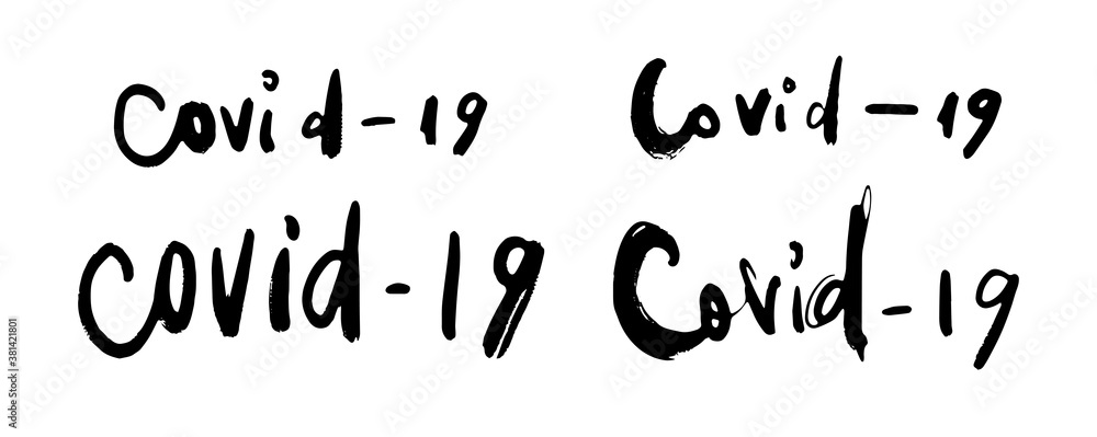 Coronavirus covid-19 calligraphic hand written vector isolated lettering illustrations for quarantine design. Eps10. Coronavirus covid-19 calligraphic hand written vector isolated lettering illustrations for quarantine design. Eps10.