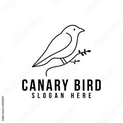 line art canary bird on root logo vector icon illustration