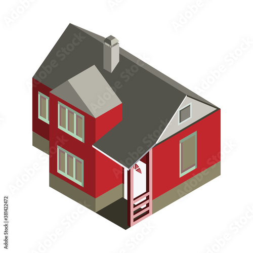 Isometric house icon.Vector illustration isolated on white background.