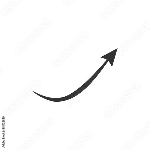 Doodle arrow icon. Black handmade curve arrow vector illustration. Isolated on white.