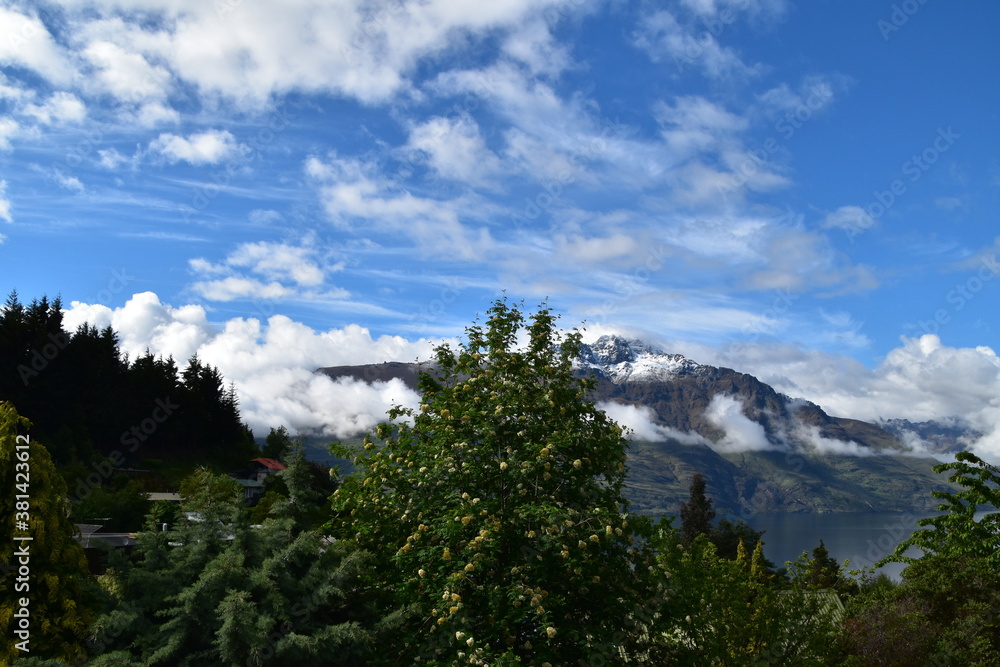 The view of mountains in Queenstown, New Zealand The view of mountains in Queenstown, New Zealand