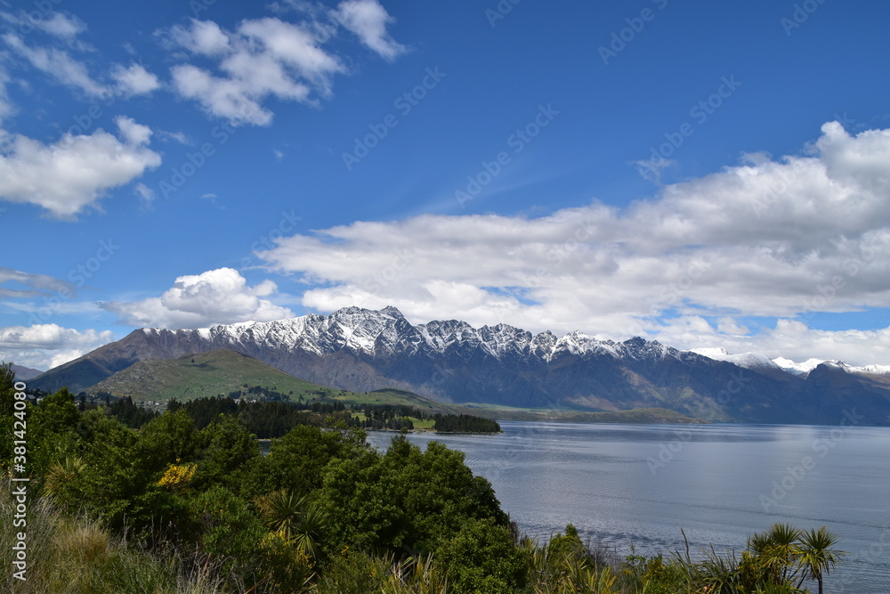 The view of mountains in Queenstown, New Zealand The view of mountains in Queenstown, New Zealand