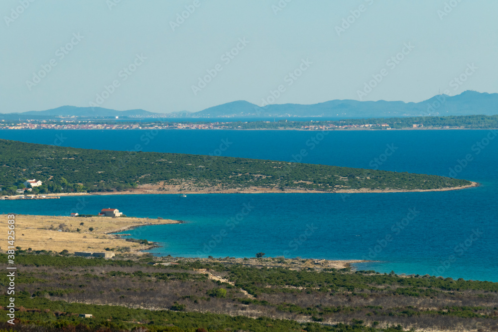 Adriatic sea shore in Croatia, view of Pag island shore.