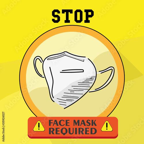 Face mask required poster. Covid-19 prevention - Vector