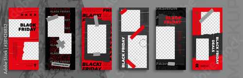 Black Friday Sale. Trendy editable Instagram Stories template. Design  for social media. 
