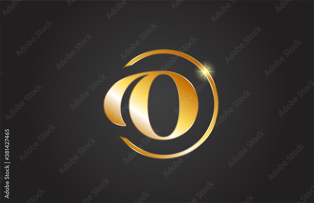 golden O alphabet letter logo icon in yellow and black color. Simple and creative gold circle design for business and company golden O alphabet letter logo icon in yellow and black color. Simple and creative gold circle design for business and company