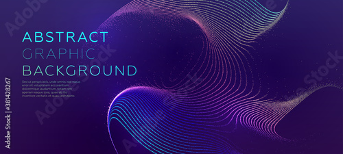 Glowing particles liquid dynamic flow background. Trendy fluid cover design. Eps10 vector illustration