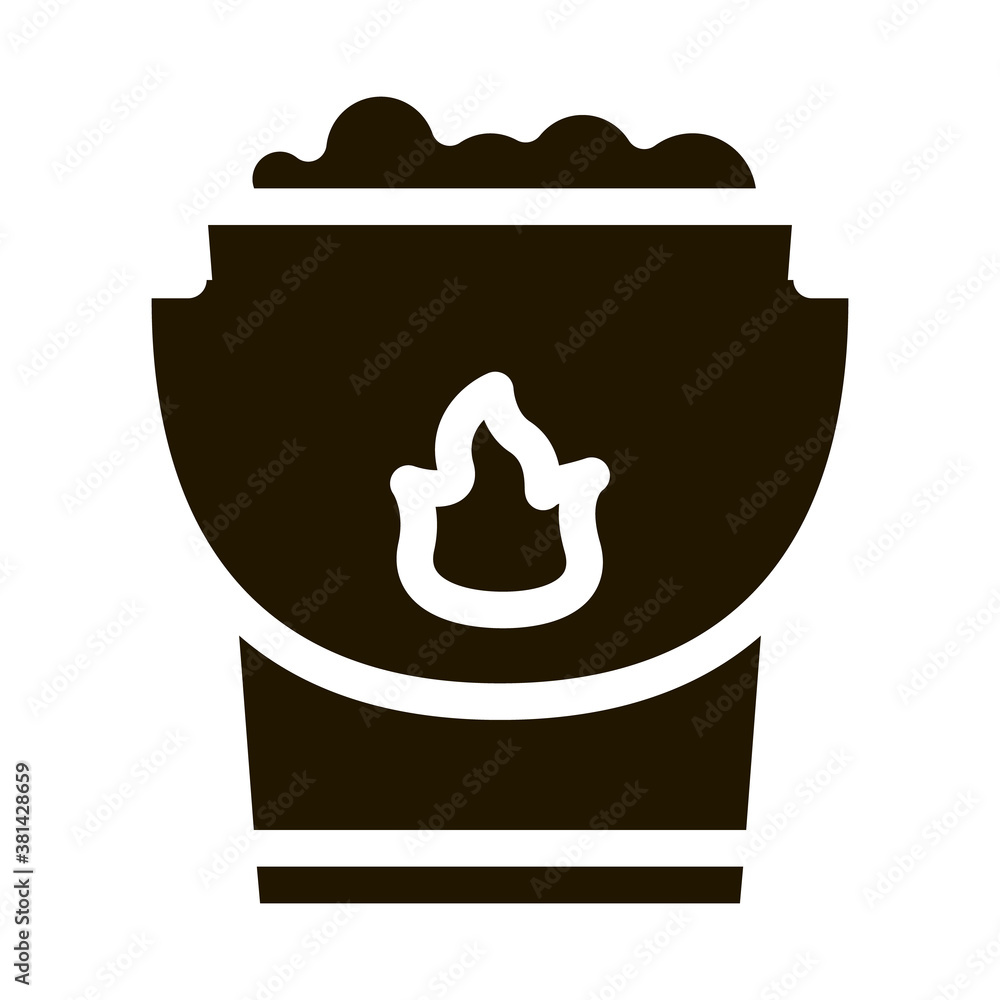 Fire Bucket With Sand glyph icon vector. Fire Bucket With Sand Sign. isolated symbol illustration Fire Bucket With Sand glyph icon vector. Fire Bucket With Sand Sign. isolated symbol illustration