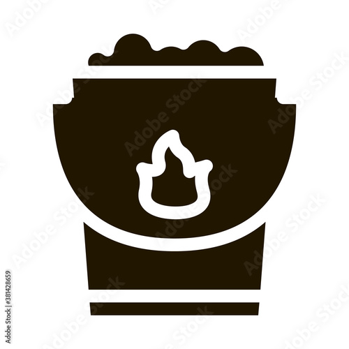 Fire Bucket With Sand glyph icon vector. Fire Bucket With Sand Sign. isolated symbol illustration