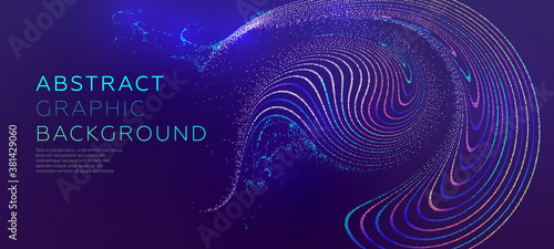 Glowing particles liquid dynamic flow background. Trendy fluid cover design. Eps10 vector illustration