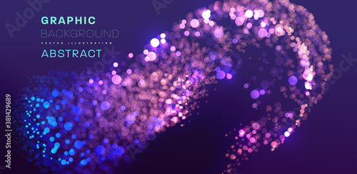 Glowing particles liquid dynamic flow background. Trendy fluid cover design. Eps10 vector illustration