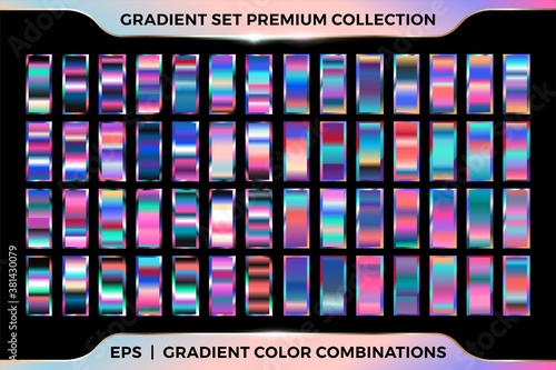 Trendy colorful gradient shiny color combination collection set of metal palettes for border frame ribbon cover label templates