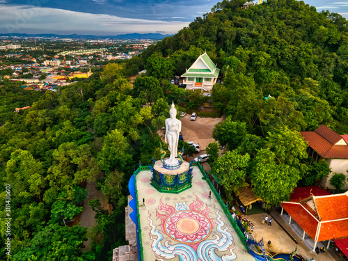 Chon Buri / Thailand / August 22, 2020 : Khao Phra Kru Temple, Meditation place on a small hill. It has one of the most beautiful viewpoints of Sriracha. photo