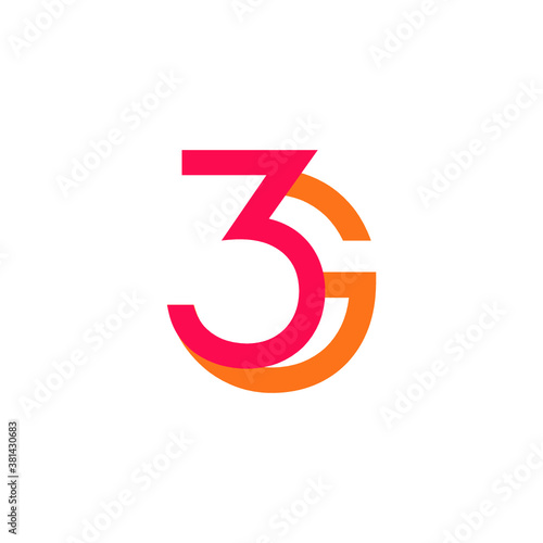 3G logo alphabet vector abstract icon illustrations