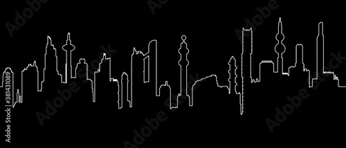 One line cityscape silhouette