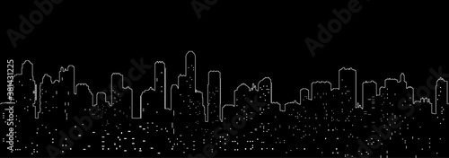 One line cityscape silhouette