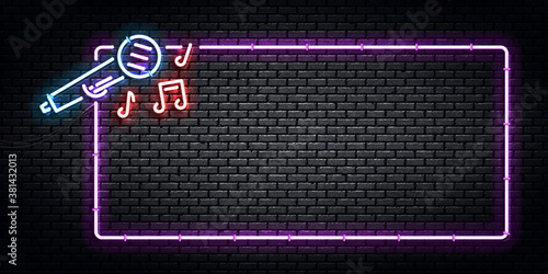 Vector realistic isolated neon sign of Karaoke flyer logo for template decoration and invitation covering. Concept of night club and party.