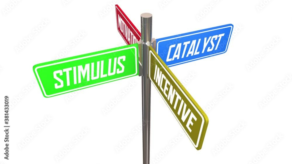 Stimulus Incentive Motivation Street Signs Economic Boost 3d Animation Stimulus Incentive Motivation Street Signs Economic Boost 3d Animation