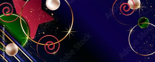 A universal version of the basis for a Wedding or Christmas gold elements dots circles and lines design black background abstract shiny color golden. Vector stock eps