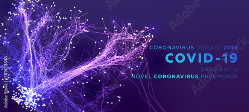 Coronavirus disease 2019 COVID-19, Wuhan Novel coronavirus pneumonia, SARS-CoV-2 virus infection cell 3d shape for epidemic danger China pathogen respiratory influenza, pandemic placards, EPS10 vector