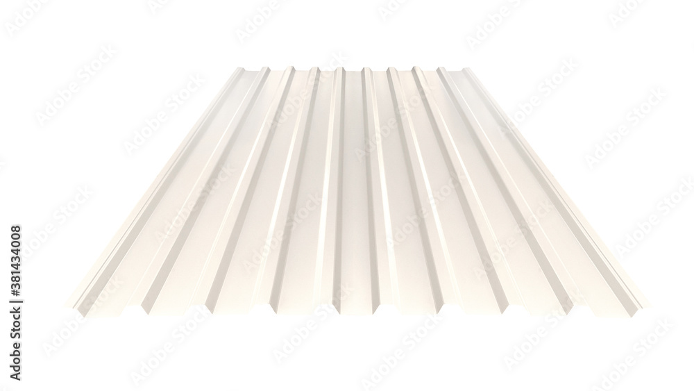 Roof wave ripple profile metal sheet colored wooden texture isolated on white background Roof wave ripple profile metal sheet colored wooden texture isolated on white background