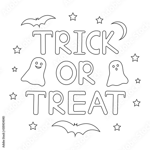 Halloween coloring page. Trick or treat. Creative background.