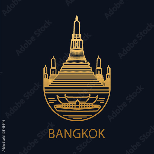 Bangkok city icon. The capital of Thailand. Temple Of Dawn (Wat Arun).