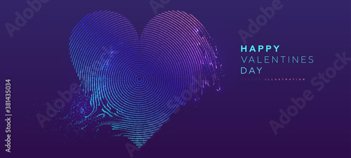 14 february Valentines Day holiday background. Glowing particles liquid dynamic flow heart. Trendy fluid cover design. Eps10 vector illustration