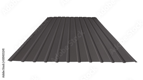 Roof wave ripple profile metal sheet colored wooden texture isolated on white background