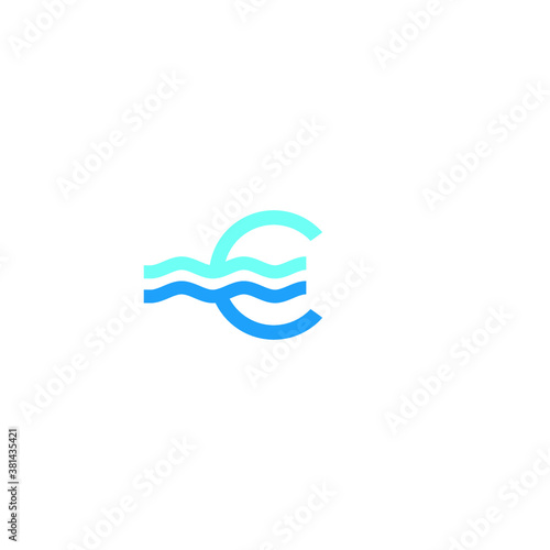 E logo vector water icon illustrations