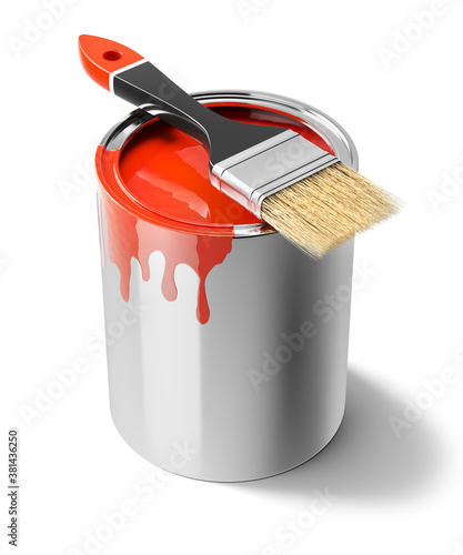 Paintbrush on can of red paint