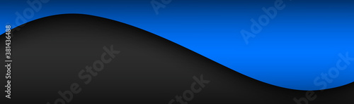 Abstract black and blue wave vector header with blank space for your text. Modern corporate design banner. Vector background illustration