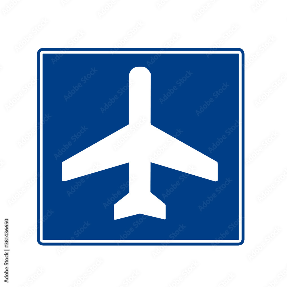 airport sign with white background.