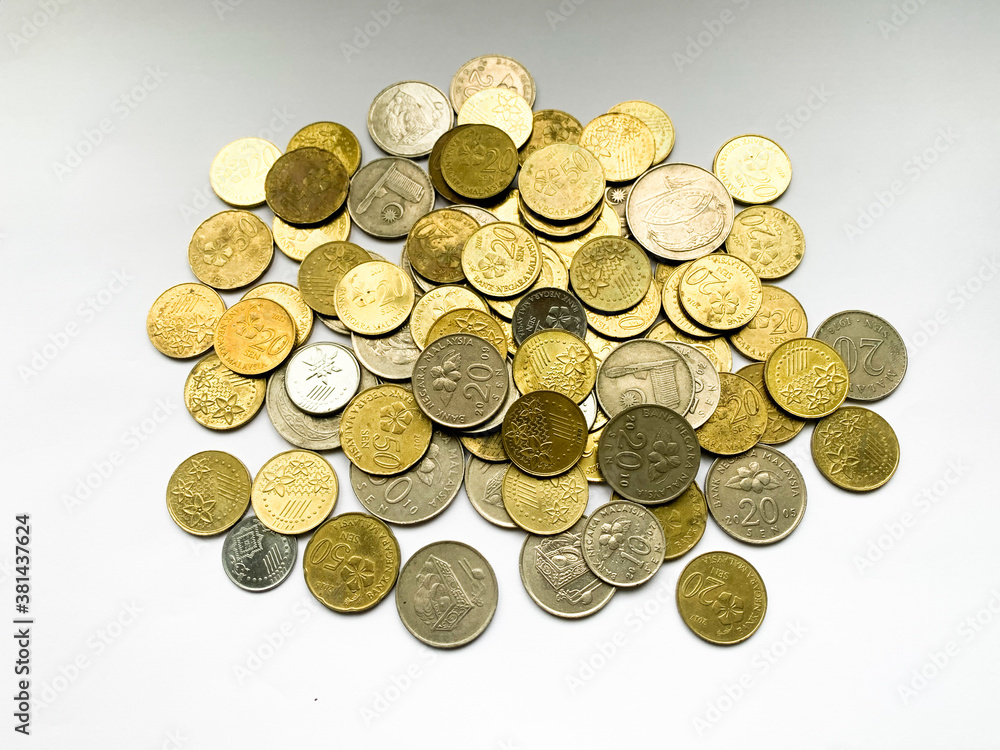 coins on a white background coins on a white background
