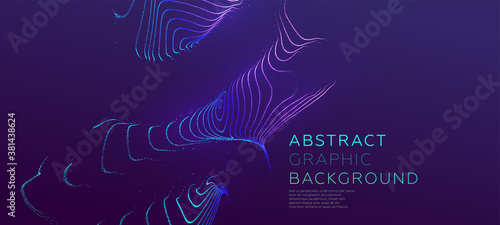 Glowing particles liquid dynamic flow background. Trendy fluid cover design. Eps10 vector illustration