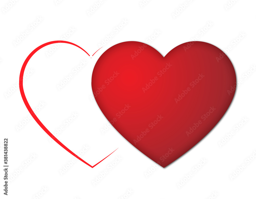 Stylish Hearts Composition.two hearts.Love Hearts.Valentine's background with two red hearts. Vector illustration - Vector