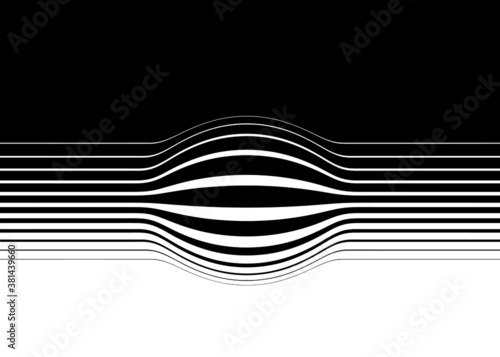 Abstract vector transition with curved lines from black to white. Modern vector background