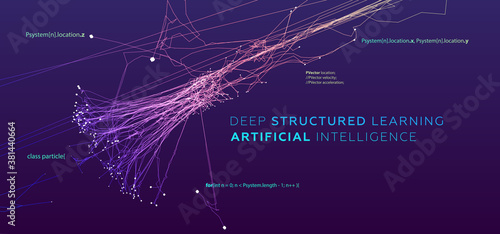 Quantum computing, deep learning artificial intelligence, signal cryptography infographic vector illustrations. Big data algorithms visualization for business, science presentations, posters, covers