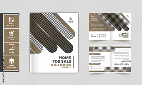 Unique real estate bi fold brochure template design.