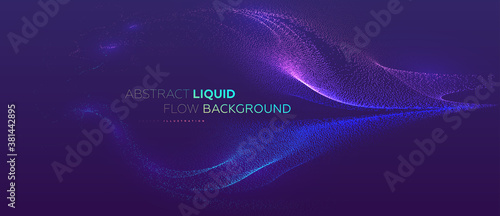 Glowing particles liquid dynamic flow background. Trendy fluid cover design. Eps10 vector illustration