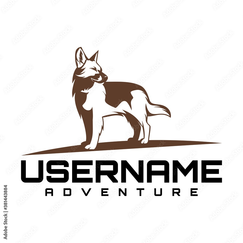 dog forest adventure  logo design vector