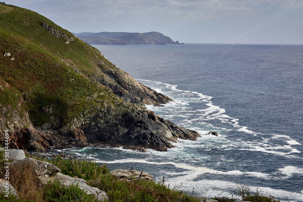 Cliffs of Muxía on the road that connects Touriñan with Nemiña. Galician coast, Costa da Morte, Muxía, Galicia. Spain.