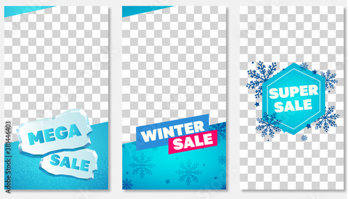 New Year Set of story templates for sale banner, presentation, flyer, poster, invitation. Screen saver for a mobile application. Instagram story layout.