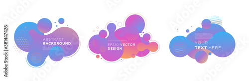 Abstract liquid fluid shapes set. Dynamic composition with trendy flat geometric badges elements collection. Gradient banner templates for modern covers and presentations. Eps10 vector illustration