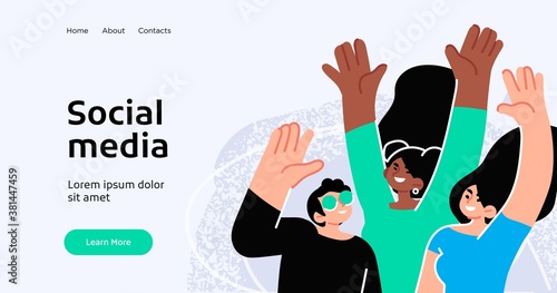 Landing page template of Social media marketing. Modern flat design concept of web page design for website and mobile website. Easy to edit and customize. Vector illustration
