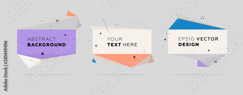 Covers templates set with bauhaus, memphis and hipster style graphic geometric elements. Applicable for placards, brochures, posters, covers and banners. Vector illustrations.