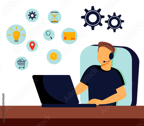Clients assistance, call center, hotline operator, consultant manager. Customer care, seamless and personalized service, customer experience concept.