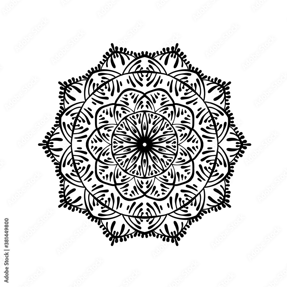 Mandala. Ethnic decorative pattern. Hand drawn round lacy background.
