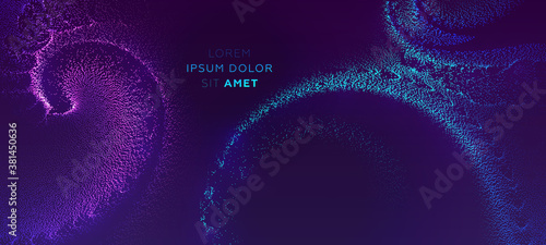 Glowing particles liquid dynamic flow background. Trendy fluid cover design. Eps10 vector illustration